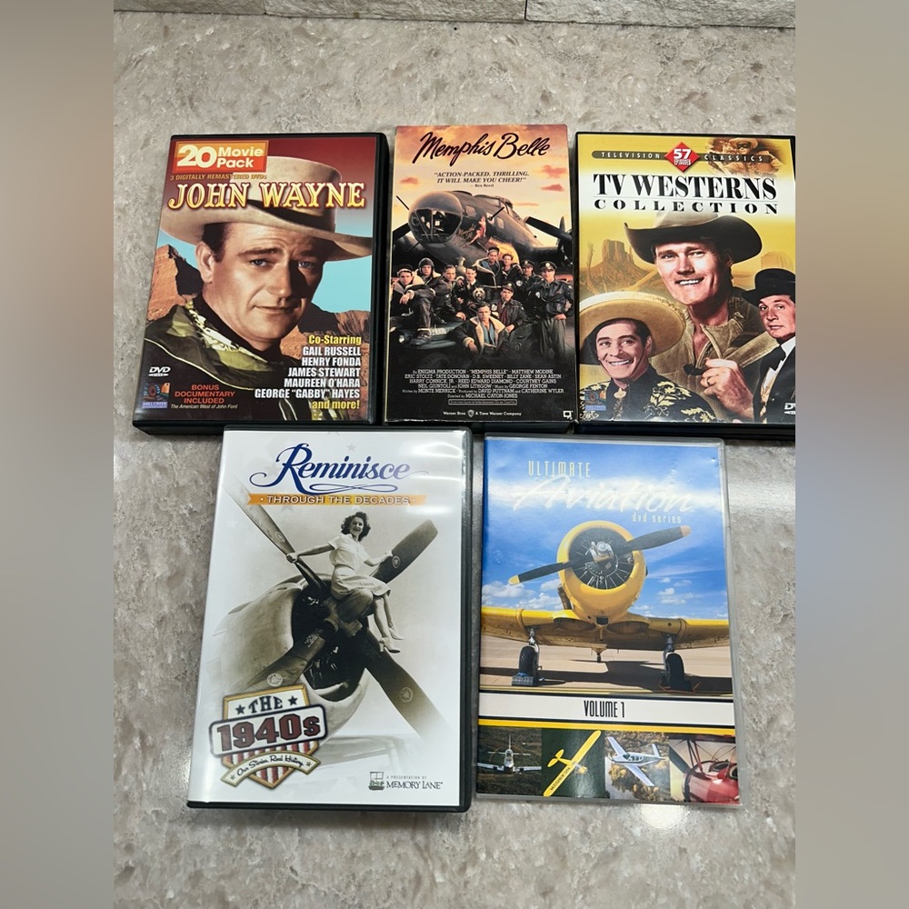 JOHN WAYNE Western War Plane  DVD Movie LOT of 5 Collection